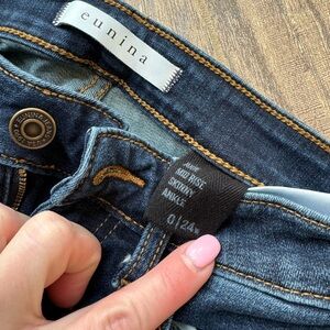 Size 24 raw hem anjle length jeans